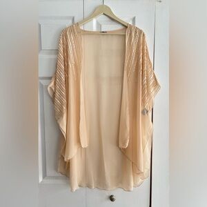 Charlotte Russe peach colored kimono with sequins detail size large
